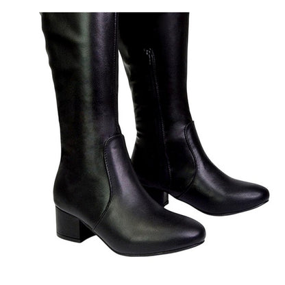 Black - Lifestyle - XY London Womens-Ladies Block Heel Zipped Knee-High Boots