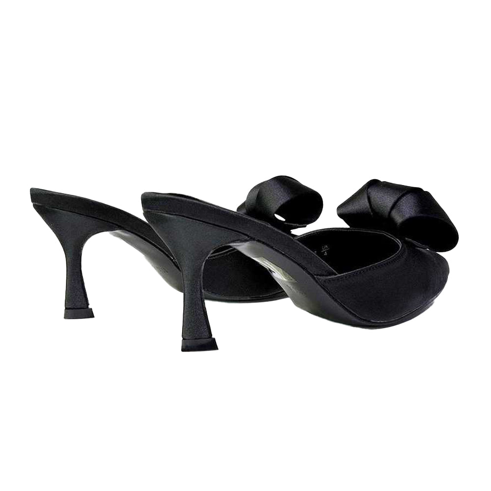 Black - Back - XY London Womens-Ladies Keri Pointed Mid Stiletto Mules