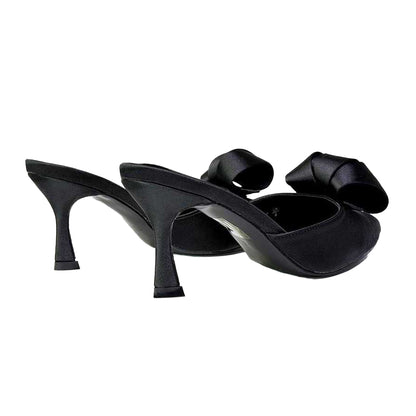 Black - Back - XY London Womens-Ladies Keri Pointed Mid Stiletto Mules
