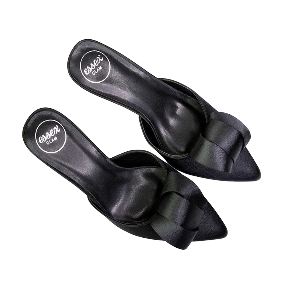 Black - Side - XY London Womens-Ladies Keri Pointed Mid Stiletto Mules