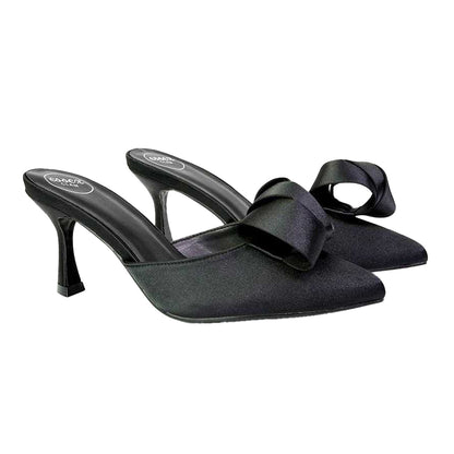 Black - Lifestyle - XY London Womens-Ladies Keri Pointed Mid Stiletto Mules