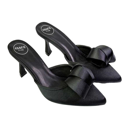 Black - Pack Shot - XY London Womens-Ladies Keri Pointed Mid Stiletto Mules