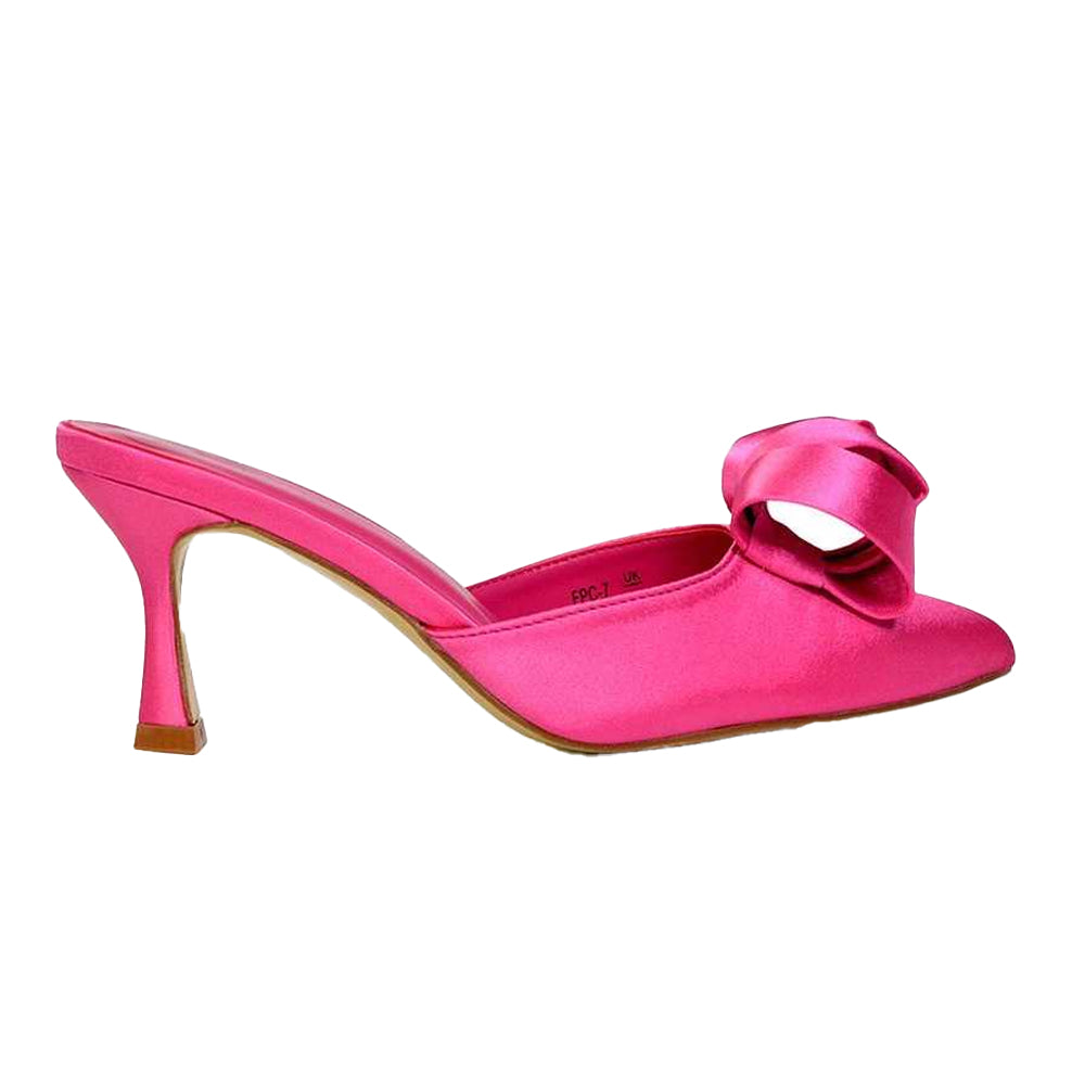 Fuchsia - Front - XY London Womens-Ladies Keri Pointed Mid Stiletto Mules