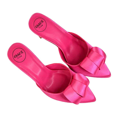 Fuchsia - Side - XY London Womens-Ladies Keri Pointed Mid Stiletto Mules