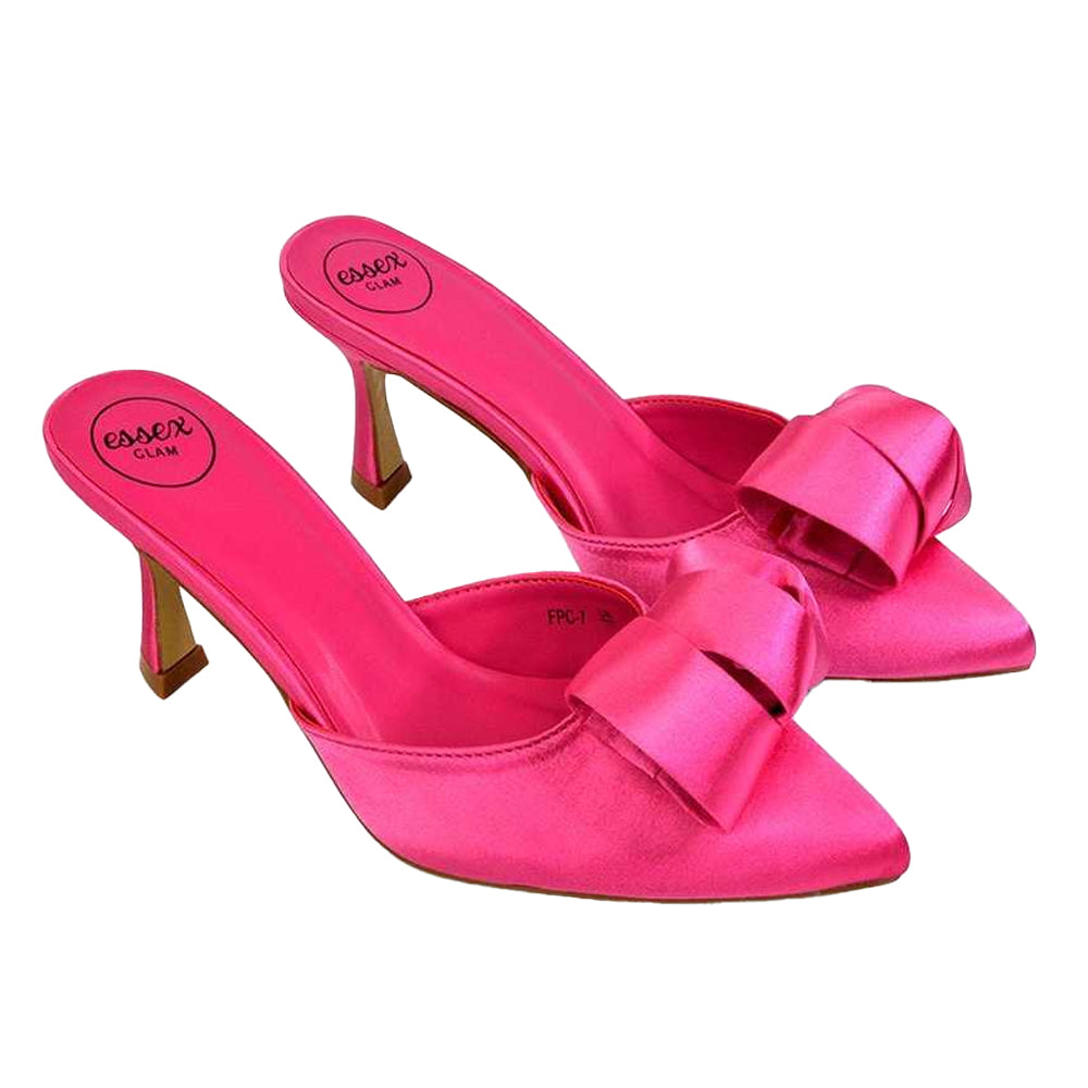 Fuchsia - Pack Shot - XY London Womens-Ladies Keri Pointed Mid Stiletto Mules
