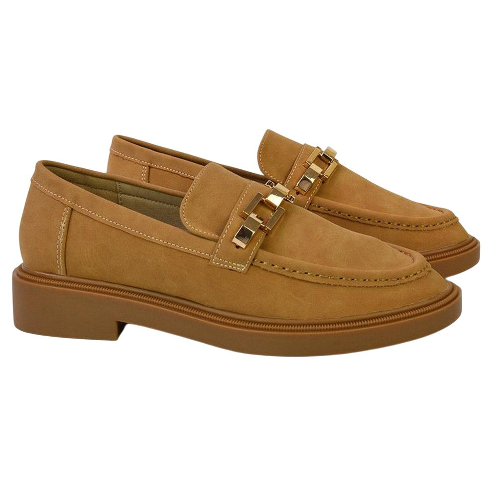 Tan - Lifestyle - XY London Womens-Ladies Dakoa Chain Detail Loafers