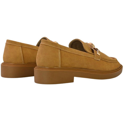 Tan - Back - XY London Womens-Ladies Dakoa Chain Detail Loafers