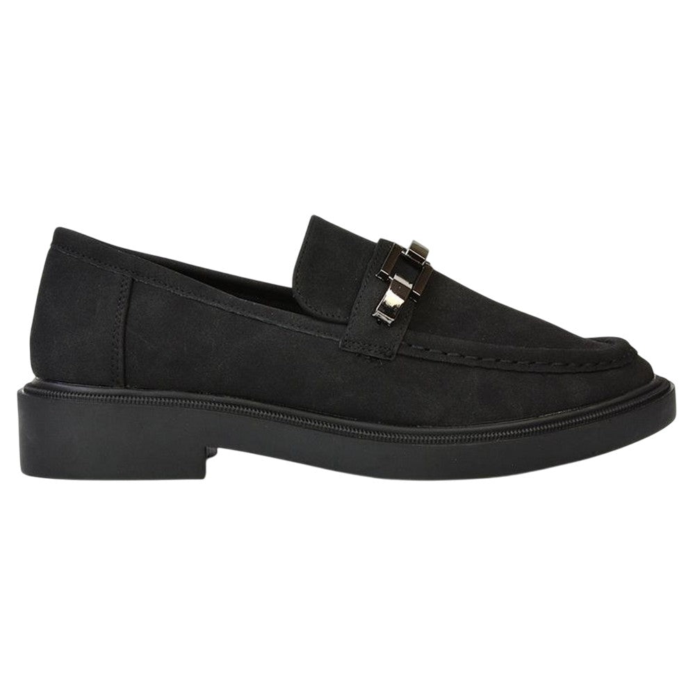 Jet Black - Side - XY London Womens-Ladies Dakoa Chain Detail Loafers