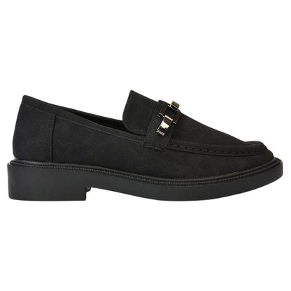 Jet Black - Side - XY London Womens-Ladies Dakoa Chain Detail Loafers