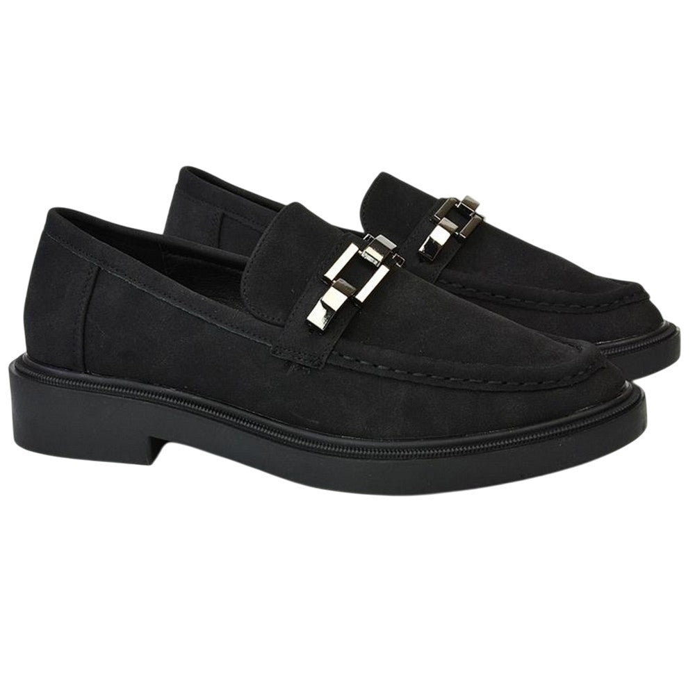 Jet Black - Lifestyle - XY London Womens-Ladies Dakoa Chain Detail Loafers