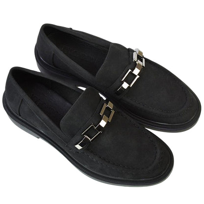 Jet Black - Pack Shot - XY London Womens-Ladies Dakoa Chain Detail Loafers