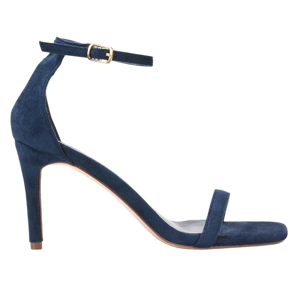 Navy - Back - XY London Womens-Ladies Emma Square Toe High Stiletto Heel Sandals