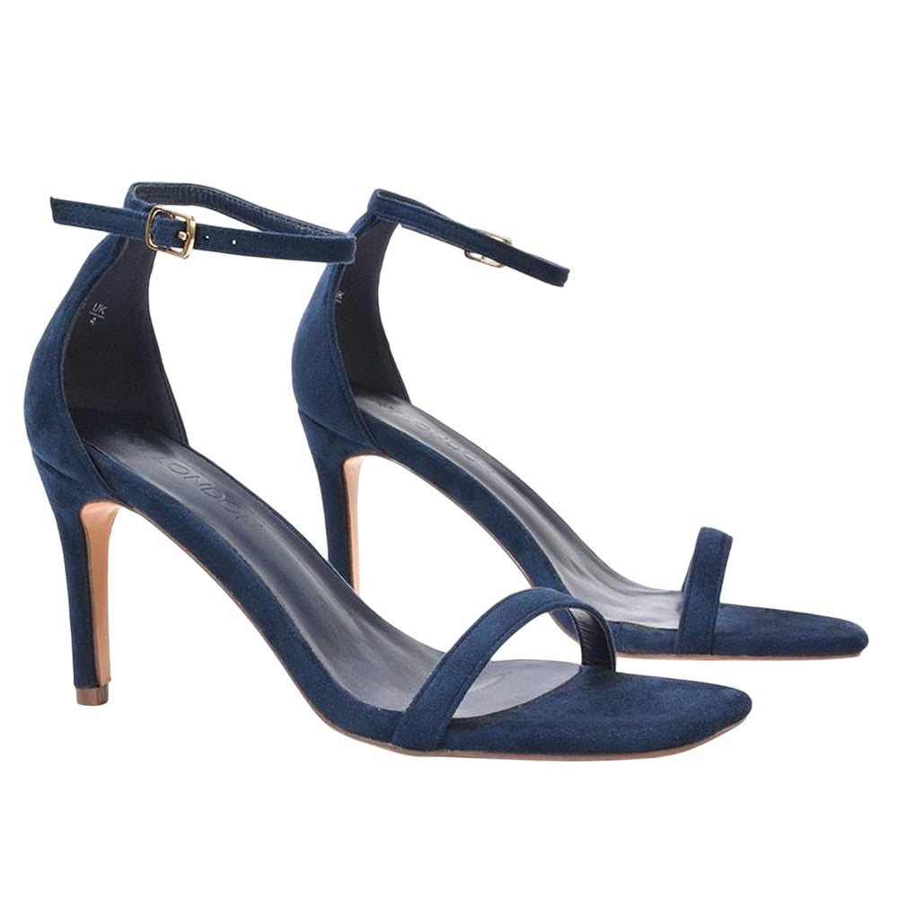 Navy - Lifestyle - XY London Womens-Ladies Emma Square Toe High Stiletto Heel Sandals