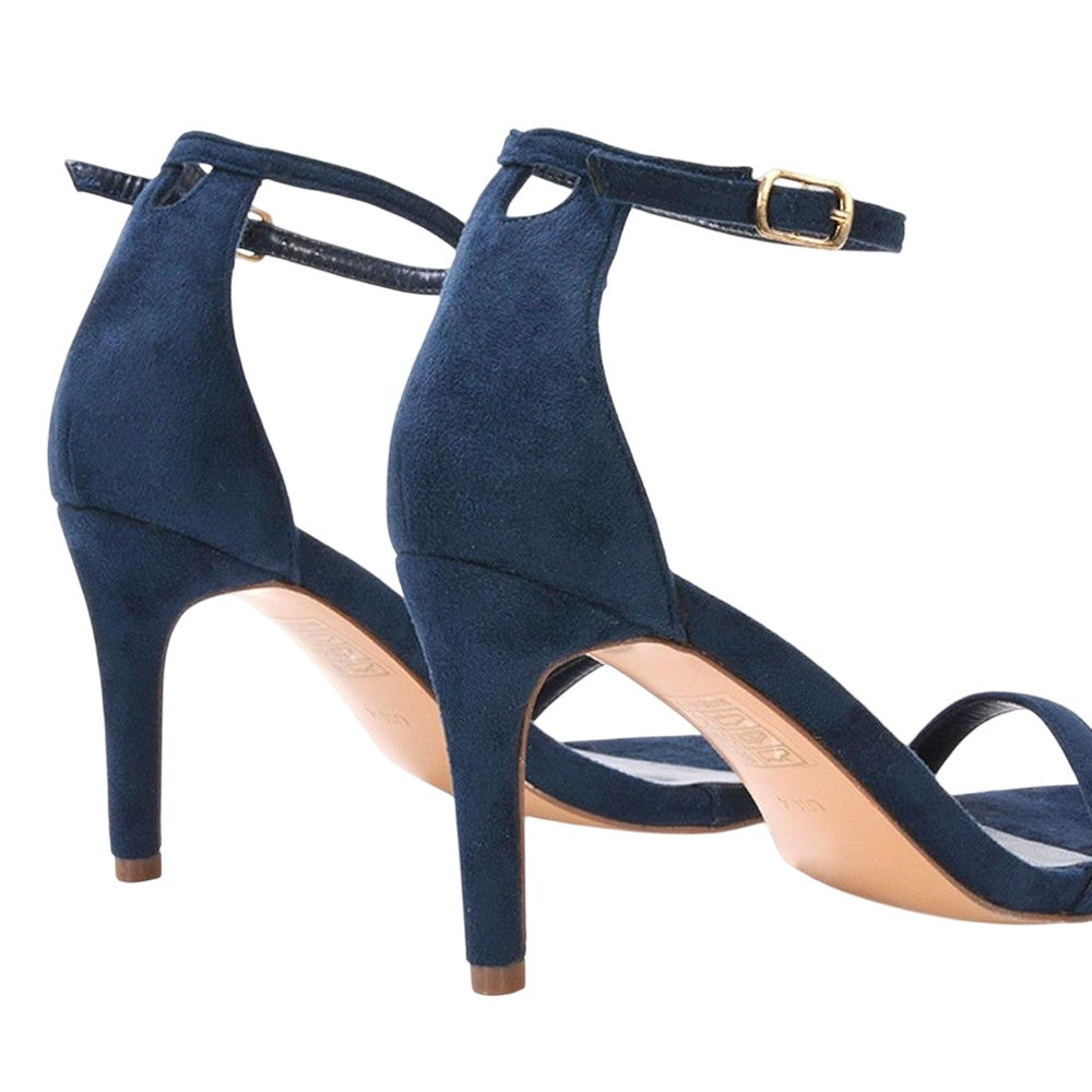 Navy - Pack Shot - XY London Womens-Ladies Emma Square Toe High Stiletto Heel Sandals