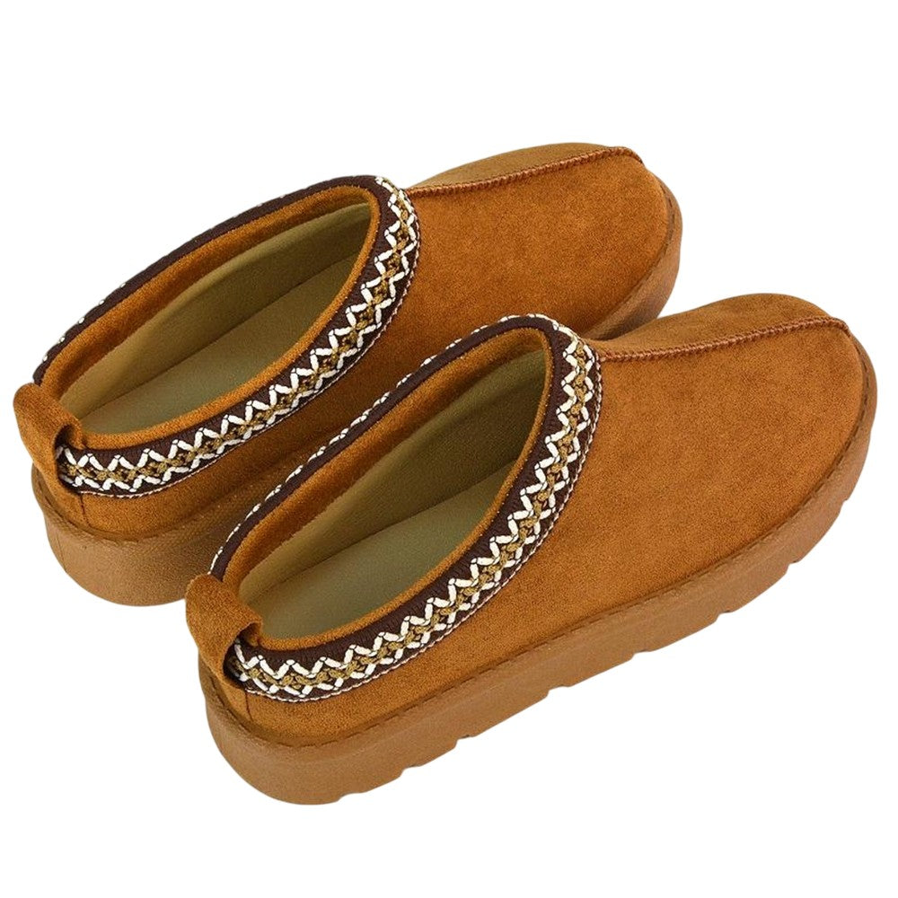 Tan - Close up - XY London Womens-Ladies Vicky Aztec Flat Boots
