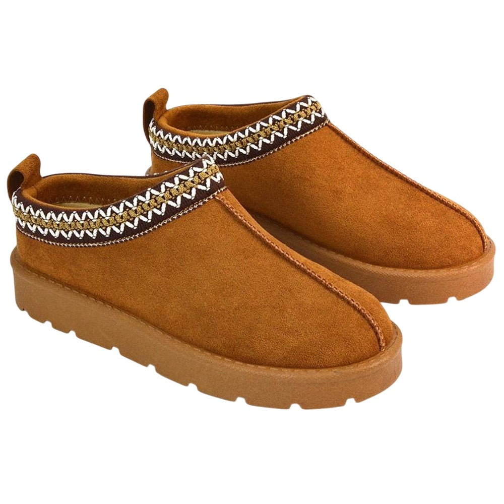 Tan - Front - XY London Womens-Ladies Vicky Aztec Flat Boots
