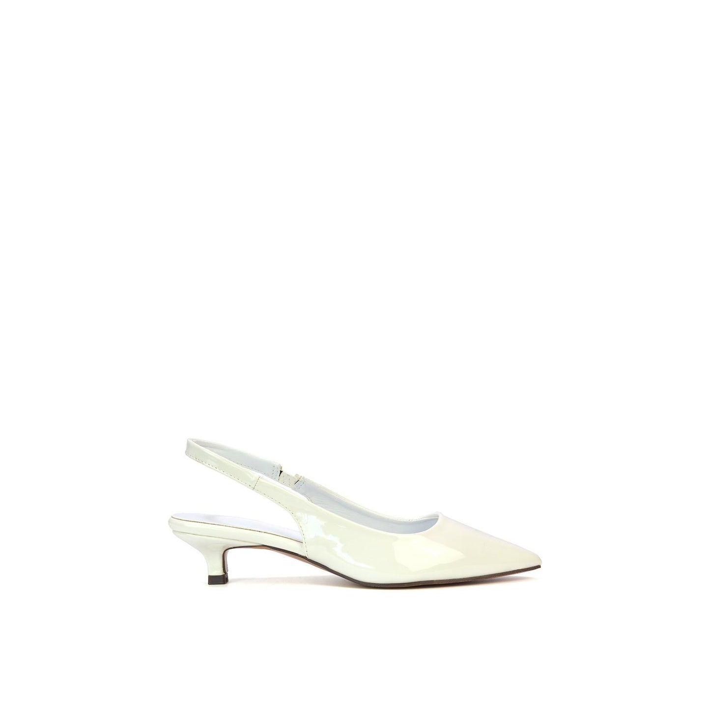 White - Front - XY London Womens-Ladies Jenny Sling Back Kitten Heel Pumps