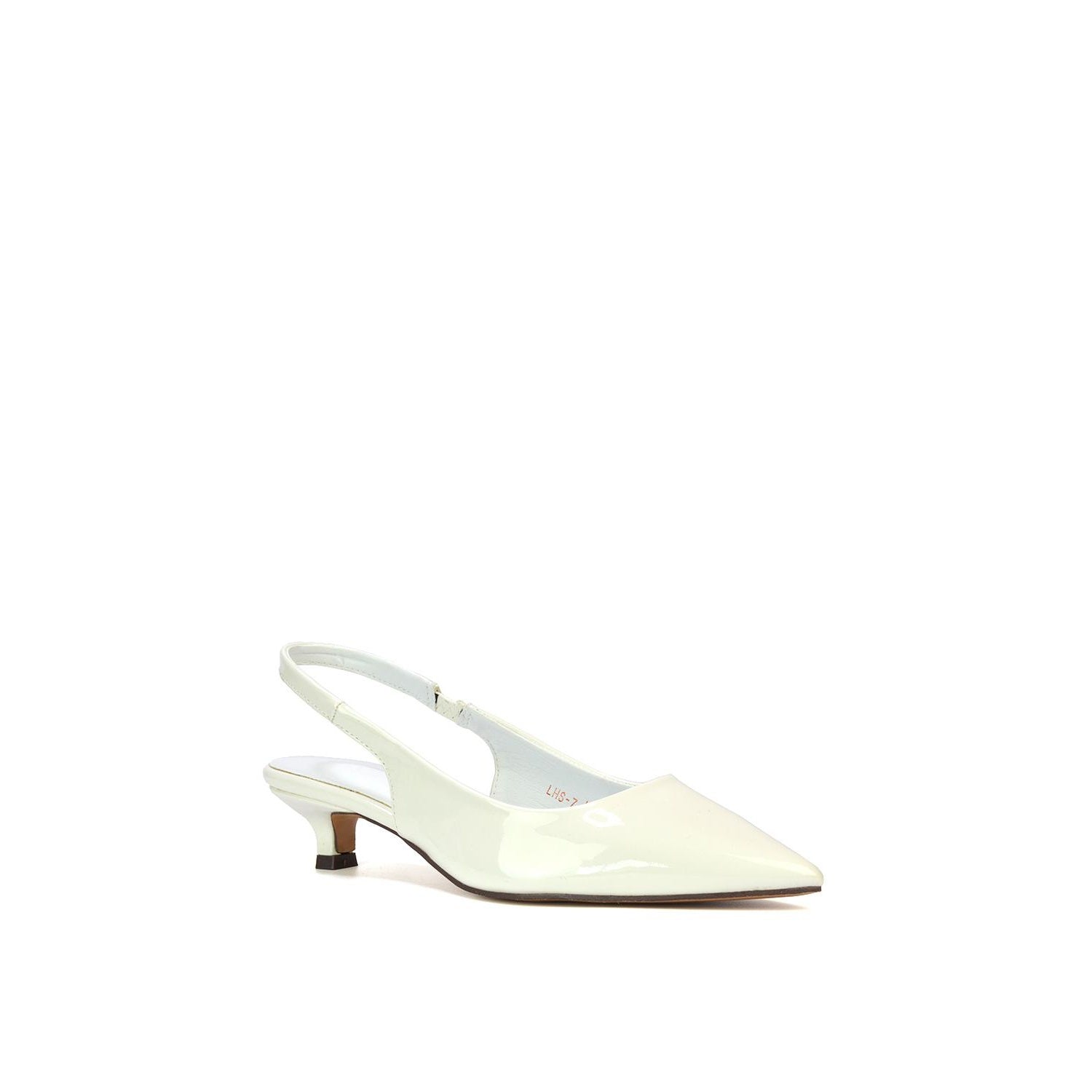 White - Back - XY London Womens-Ladies Jenny Sling Back Kitten Heel Pumps