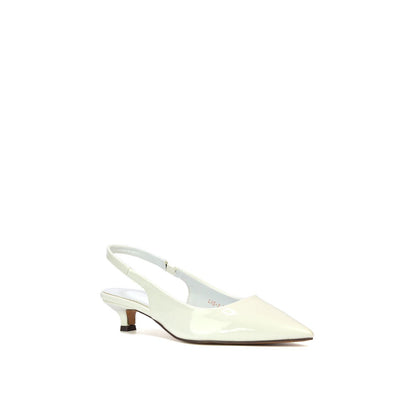 White - Back - XY London Womens-Ladies Jenny Sling Back Kitten Heel Pumps