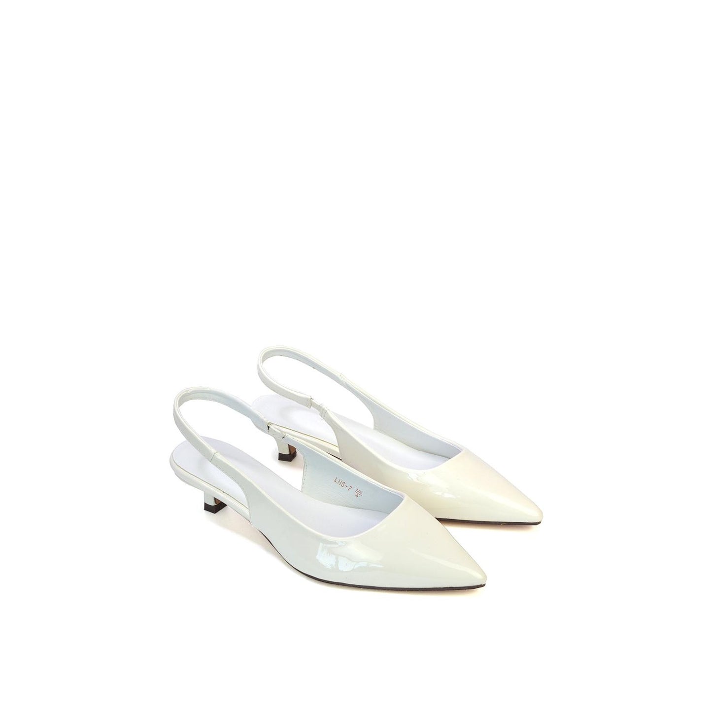 White - Side - XY London Womens-Ladies Jenny Sling Back Kitten Heel Pumps