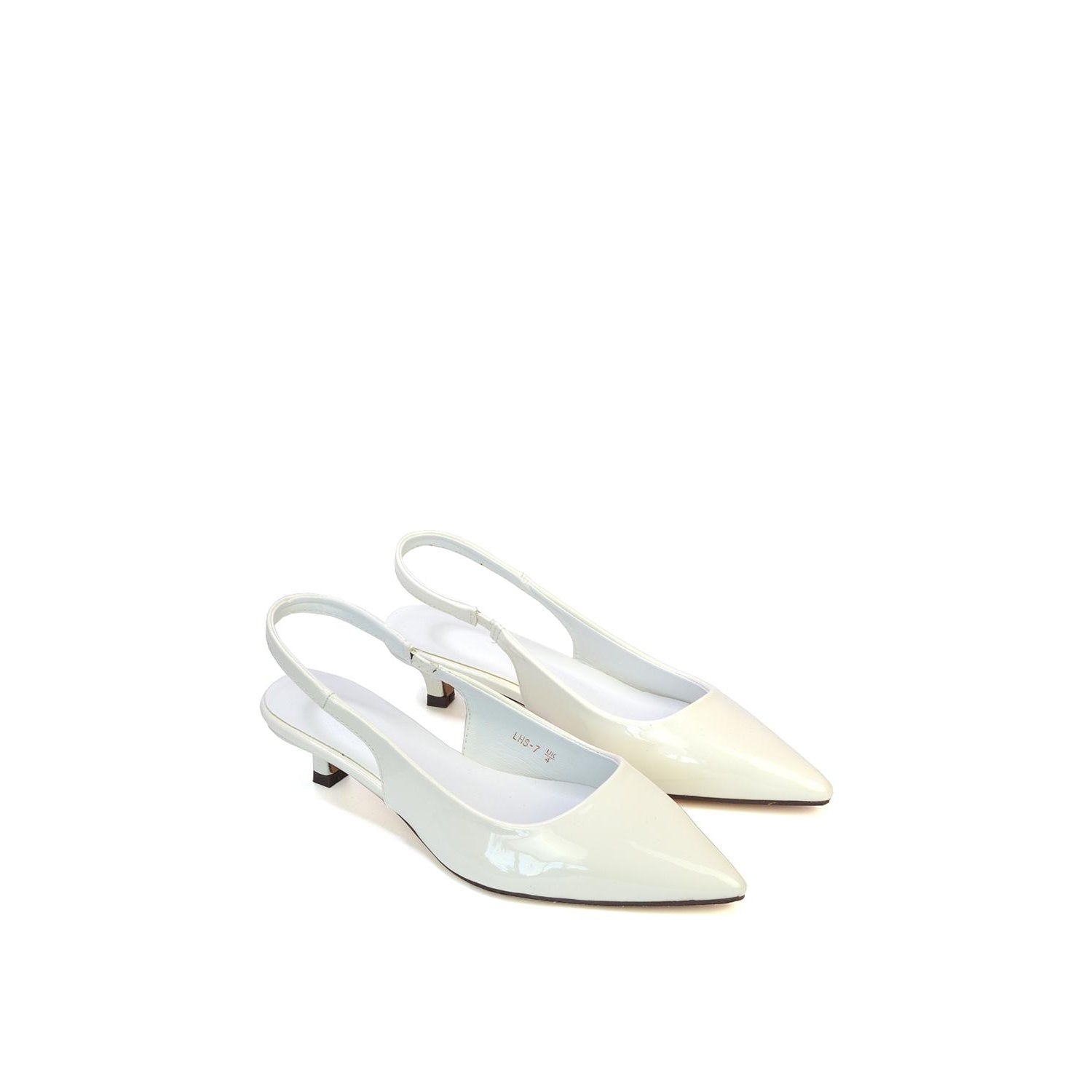 White - Side - XY London Womens-Ladies Jenny Sling Back Kitten Heel Pumps
