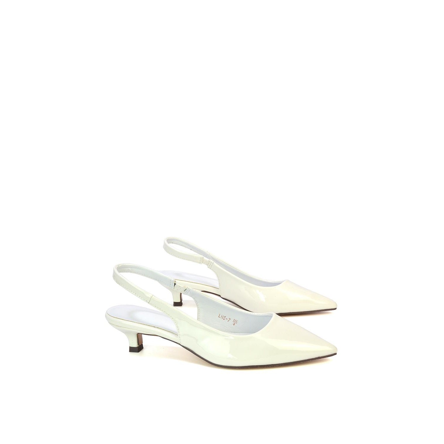 White - Lifestyle - XY London Womens-Ladies Jenny Sling Back Kitten Heel Pumps