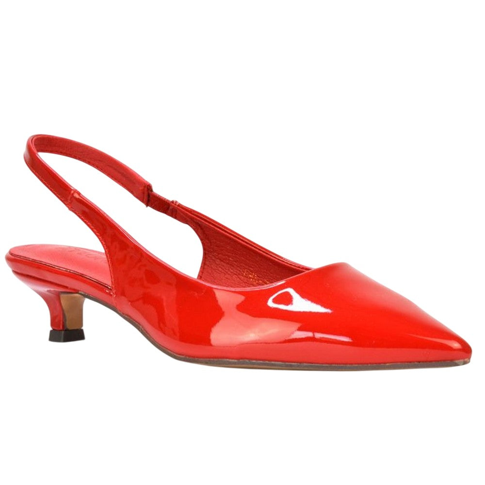 Red - Lifestyle - XY London Womens-Ladies Jenny Sling Back Kitten Heel Pumps