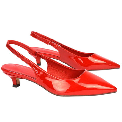 Red - Pack Shot - XY London Womens-Ladies Jenny Sling Back Kitten Heel Pumps