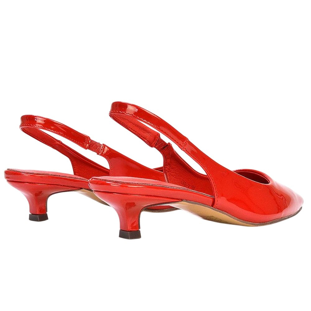 Red - Back - XY London Womens-Ladies Jenny Sling Back Kitten Heel Pumps
