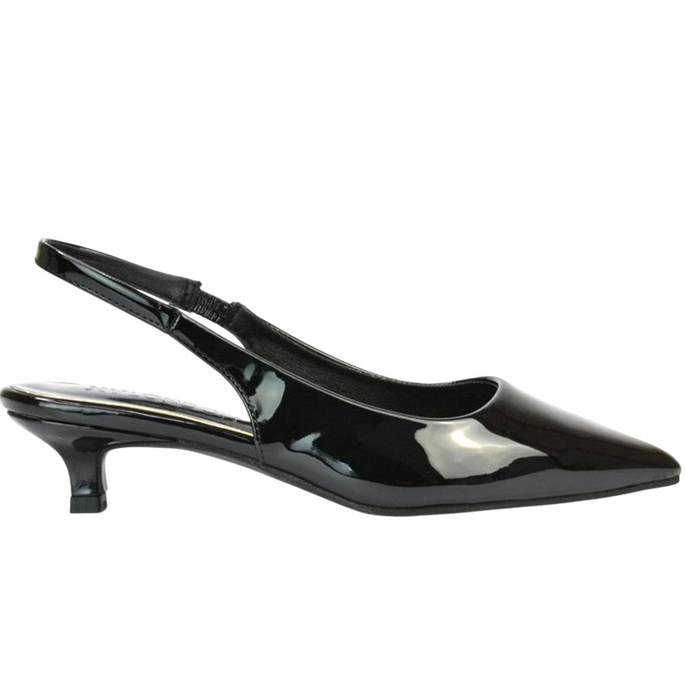 True Black - Side - XY London Womens-Ladies Jenny Sling Back Kitten Heel Pumps