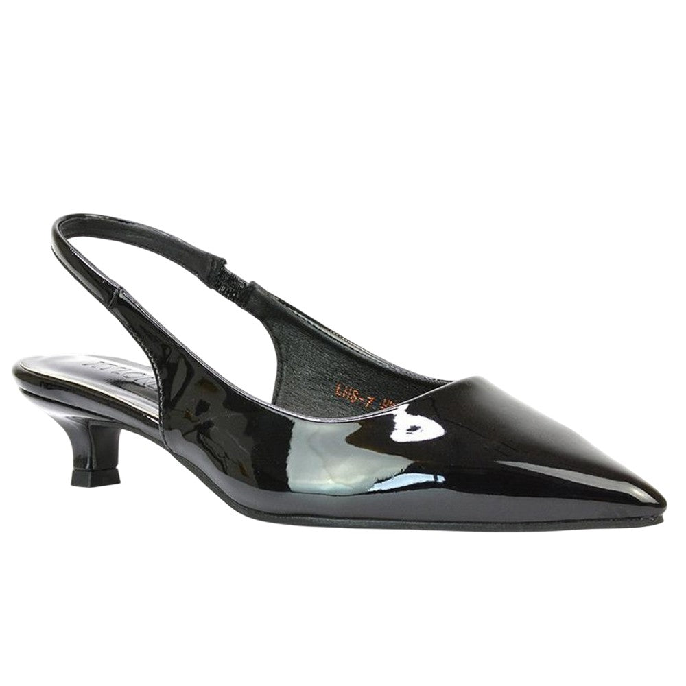 True Black - Lifestyle - XY London Womens-Ladies Jenny Sling Back Kitten Heel Pumps