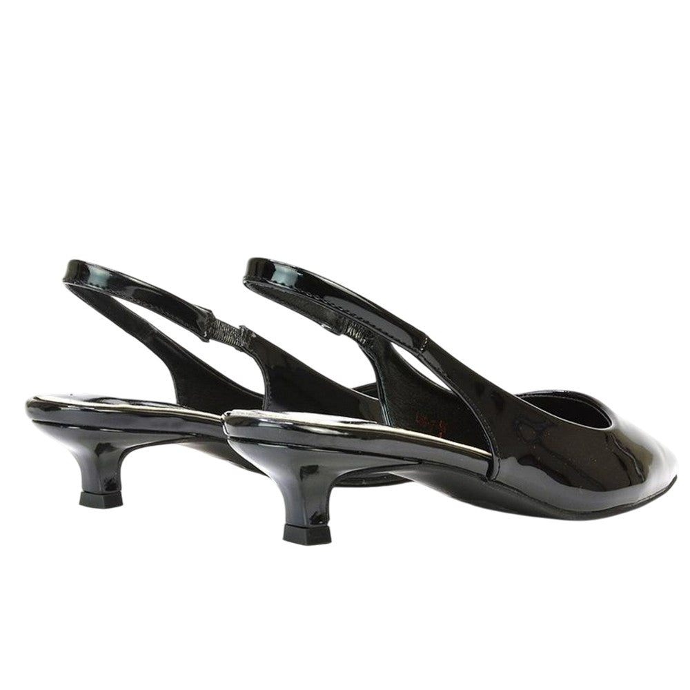 True Black - Back - XY London Womens-Ladies Jenny Sling Back Kitten Heel Pumps