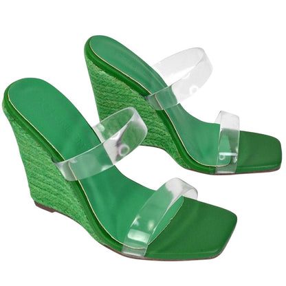 Green - Lifestyle - XY London Womens-Ladies Shea Strappy Wedge Espadrilles