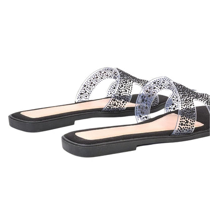 Black - Lifestyle - XY London Womens-Ladies Patsy Diamante Square Toe Sandals