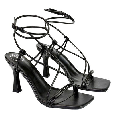 Black - Front - XY London Womens-Ladies Carys Strappy Lace Up Stiletto Heel Sandals
