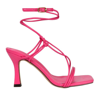 Pink - Lifestyle - XY London Womens-Ladies Carys Strappy Lace Up Stiletto Heel Sandals