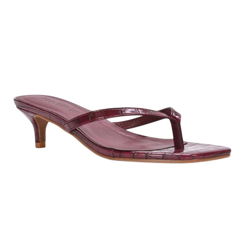 Burgundy - Lifestyle - XY London Womens-Ladies Jane Toe Post Low Kitten Heel Mule Sandals