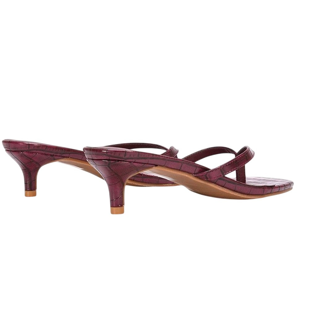 Burgundy - Back - XY London Womens-Ladies Jane Toe Post Low Kitten Heel Mule Sandals
