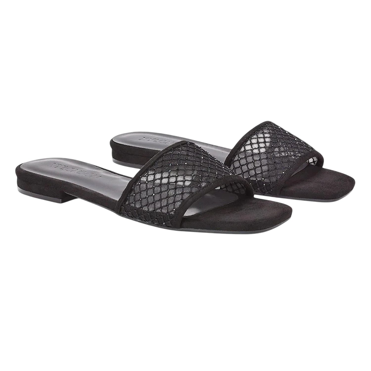 Black - Lifestyle - XY London Womens-Ladies Gabrielle Diamante Open Toe Flat Sliders