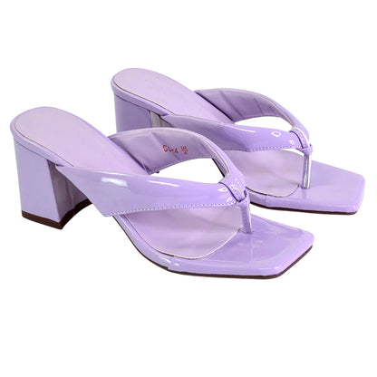 Lilac - Front - XY London Womens-Ladies Lylia Toe Post Block Heel Sandals