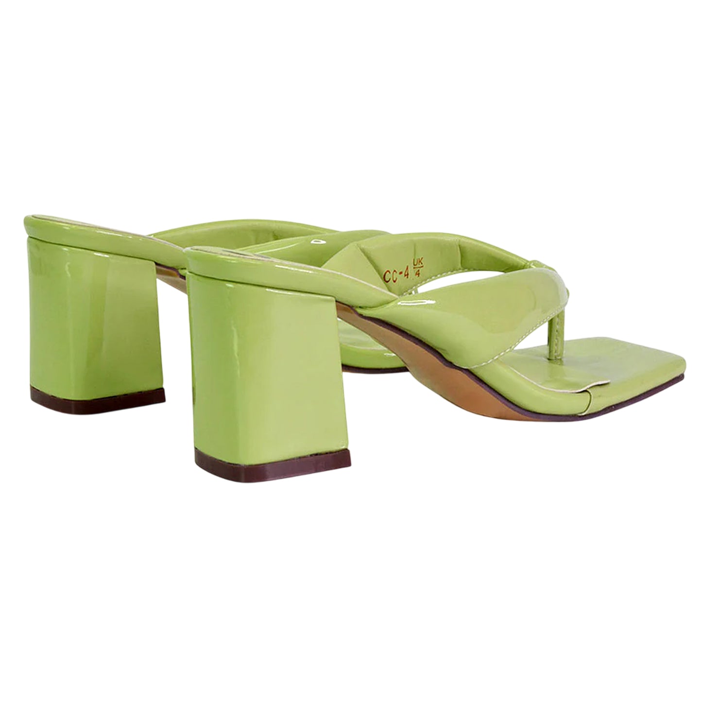 Green - Back - XY London Womens-Ladies Lylia Toe Post Block Heel Sandals