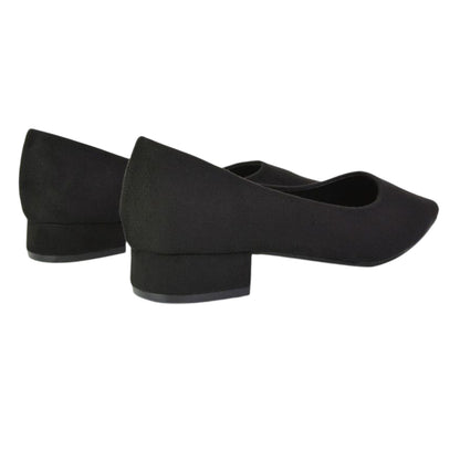 Jet Black - Back - XY London Womens-Ladies Karen Pointed Low Heel Court Shoes