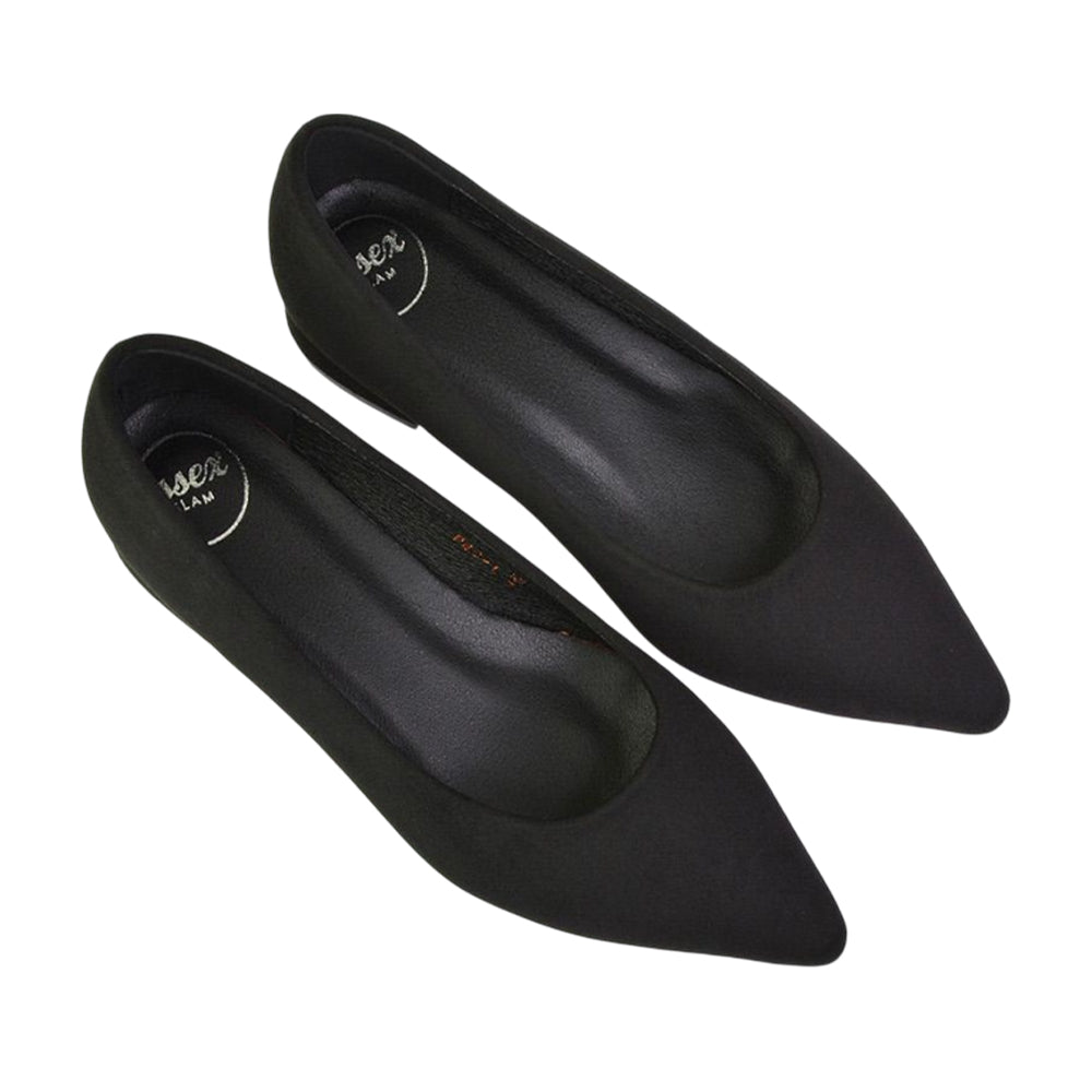 Jet Black - Lifestyle - XY London Womens-Ladies Karen Pointed Low Heel Court Shoes