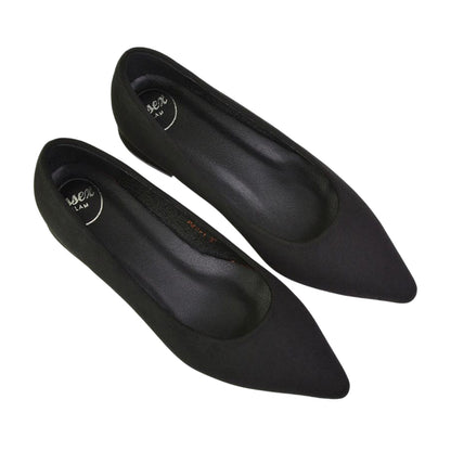 Jet Black - Lifestyle - XY London Womens-Ladies Karen Pointed Low Heel Court Shoes