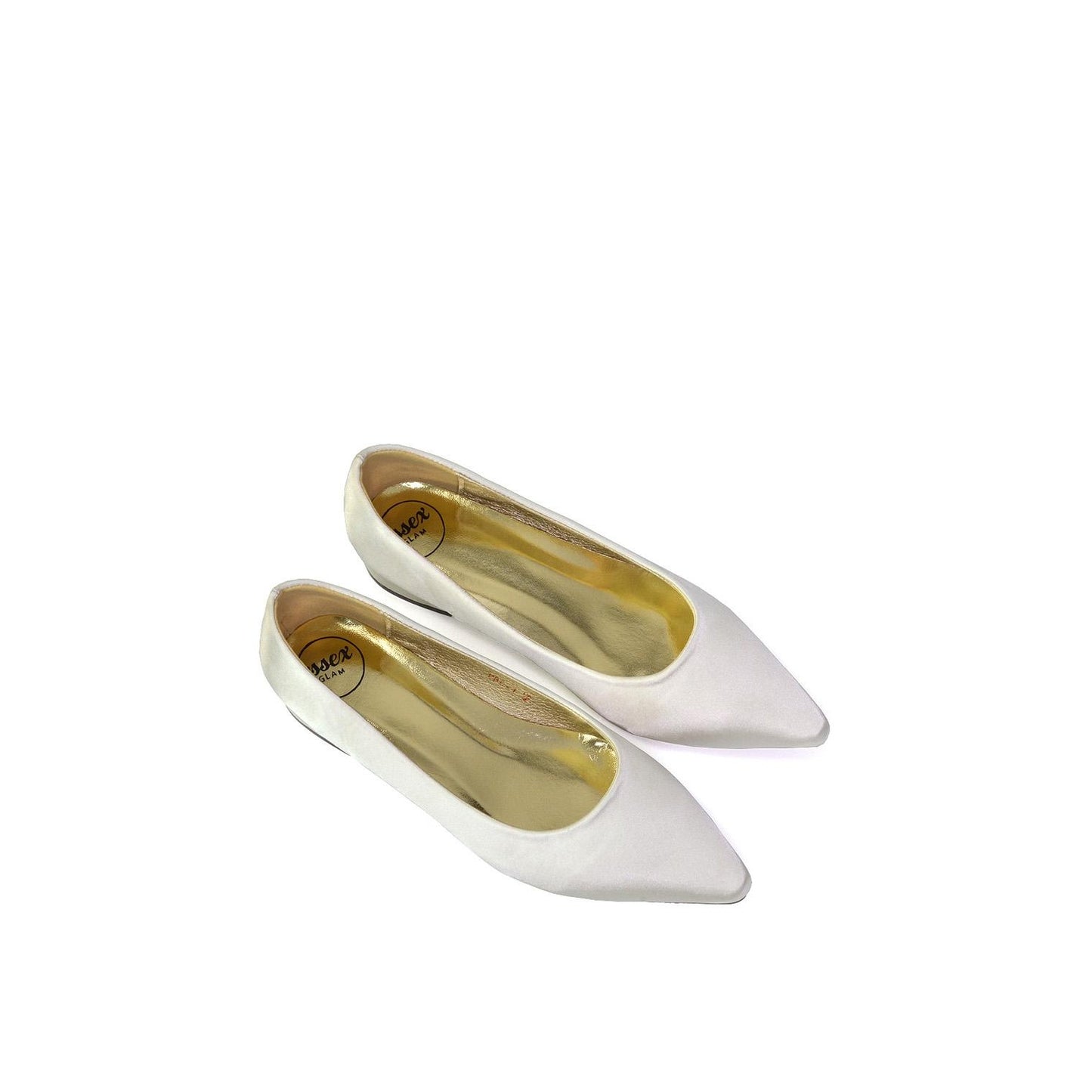 Ivory - Side - XY London Womens-Ladies Karen Pointed Low Heel Court Shoes