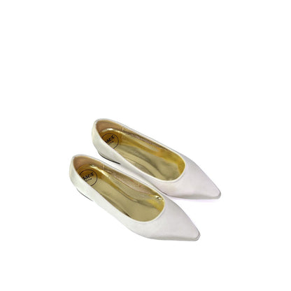 Ivory - Side - XY London Womens-Ladies Karen Pointed Low Heel Court Shoes