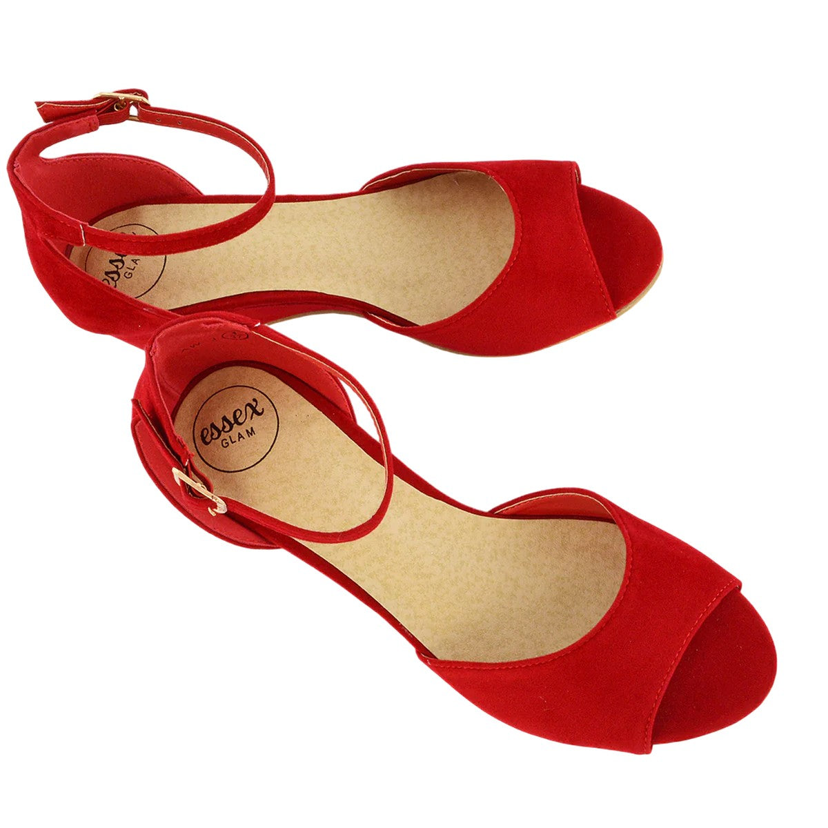 Red - Lifestyle - XY London Womens-Ladies Lottie Peep Toe Wedge Sandals