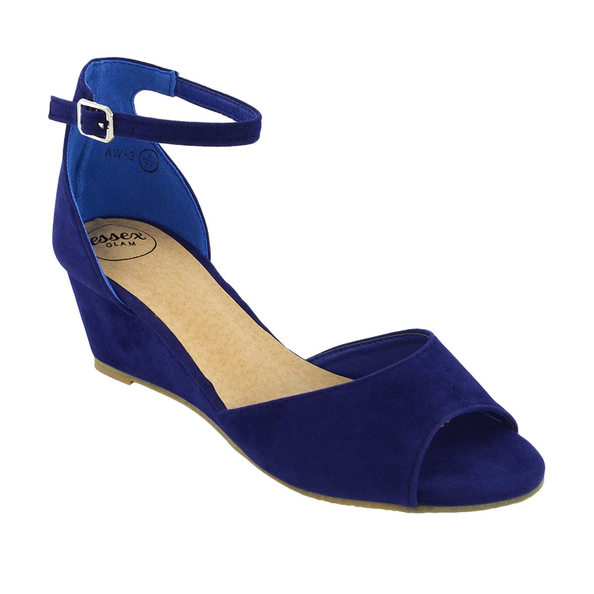 Navy - Lifestyle - XY London Womens-Ladies Lottie Peep Toe Wedge Sandals