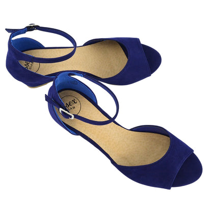 Navy - Pack Shot - XY London Womens-Ladies Lottie Peep Toe Wedge Sandals