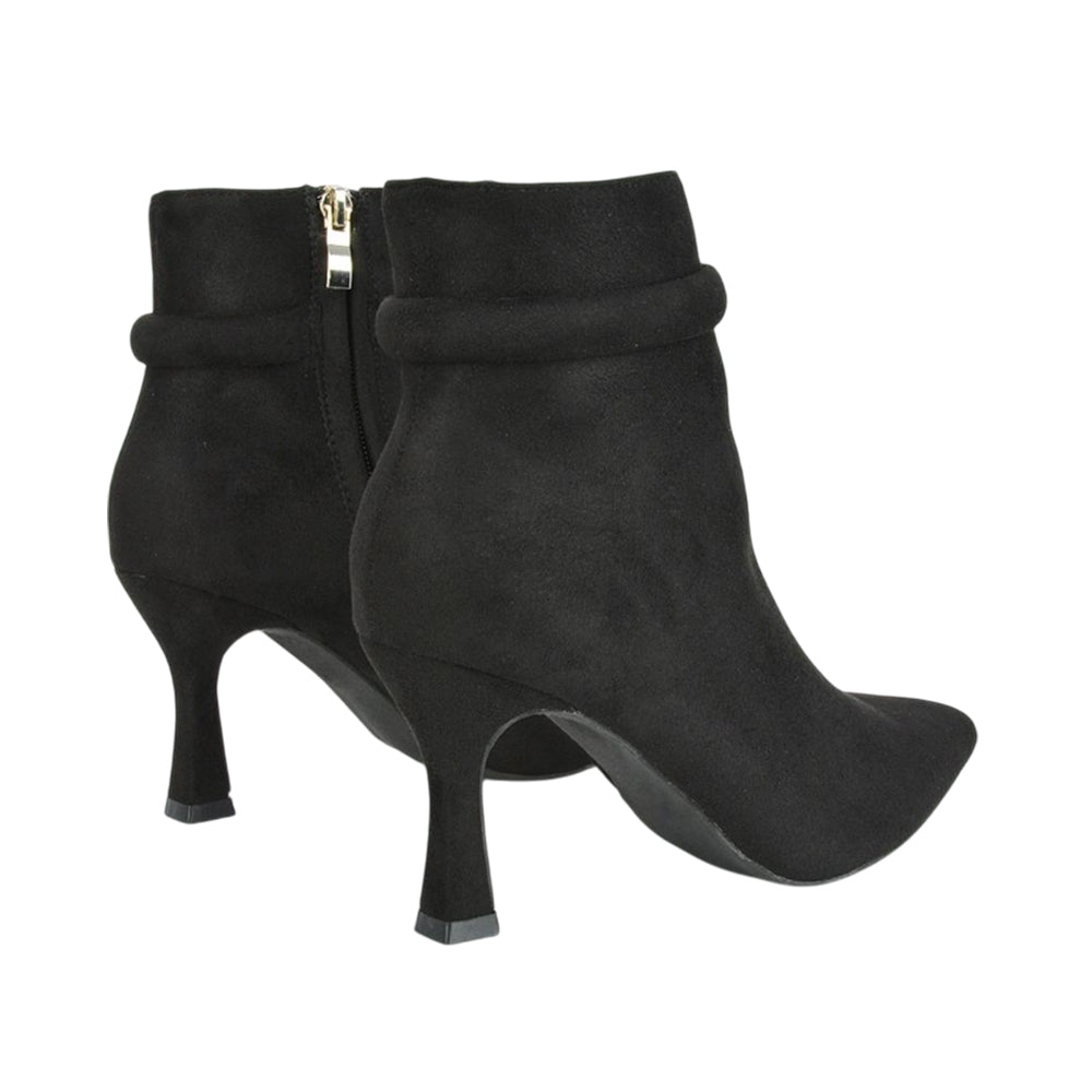 Jet Black - Back - XY London Womens-Ladies Jaelyn Pointed Stiletto Heel Ankle Boots